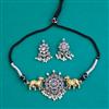Oxidised Choker Necklace With 2 Tone Plating