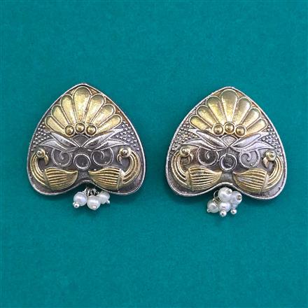 Oxidised Classic Earring With 2 Tone Plating