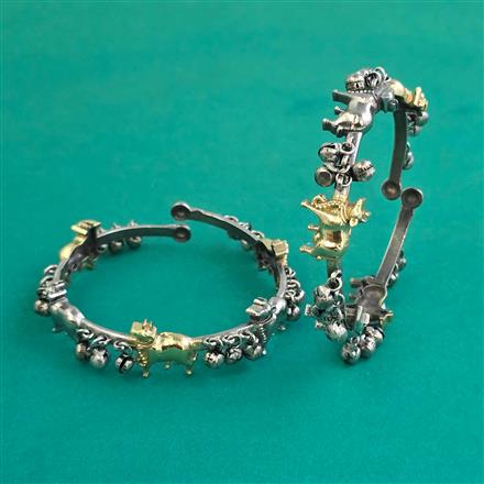 Oxidised Classic Kada With 2 Tone Plating
