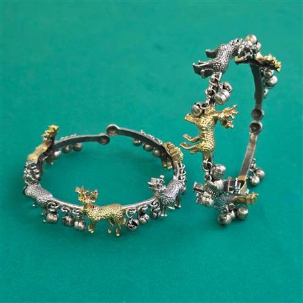 Oxidised Classic Kada With 2 Tone Plating