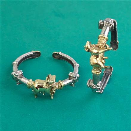 Oxidised Classic Kada With 2 Tone Plating