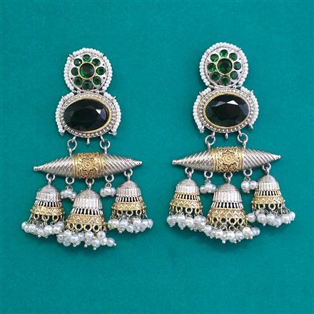 Oxidised Classic Earring With 2 Tone Plating