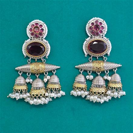 Oxidised Classic Earring With 2 Tone Plating