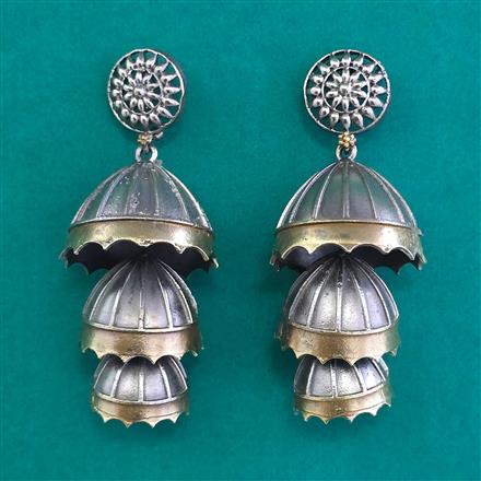Oxidised Classic Earring With 2 Tone Plating