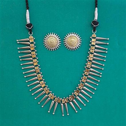 Oxidised Choker Necklace With 2 Tone Plating