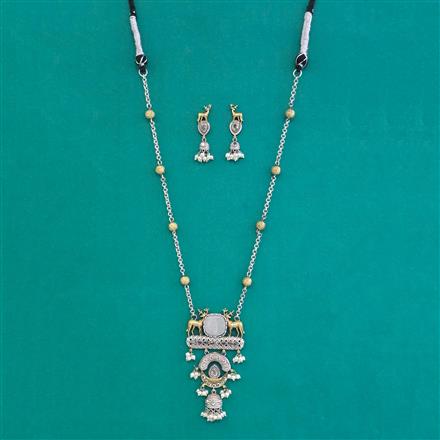 Oxidised Classic Pendant Set With 2 Tone Plating