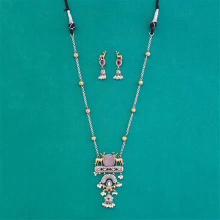 Oxidised Classic Pendant Set With 2 Tone Plating