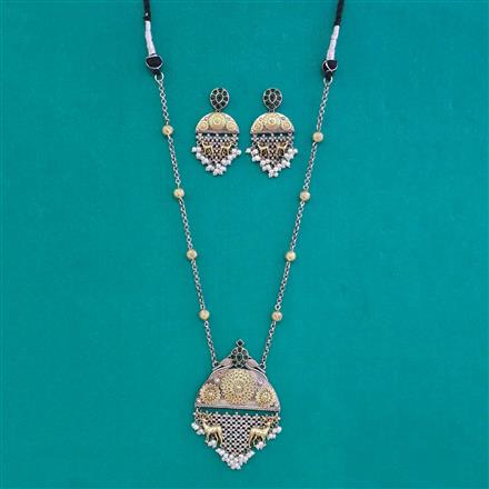 Oxidised Classic Pendant Set With 2 Tone Plating