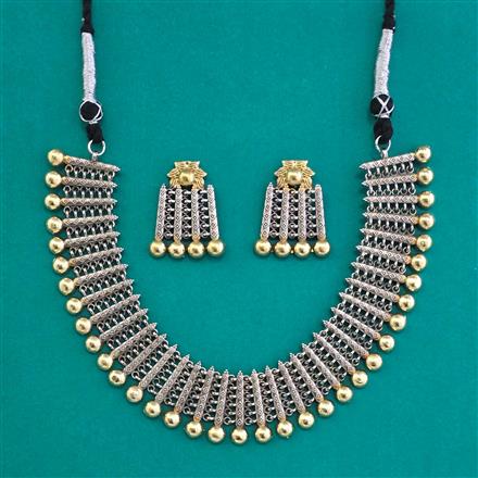 Oxidised Choker Necklace With 2 Tone Plating