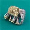 Oxidised Adjustable Ring With 2 Tone Plating