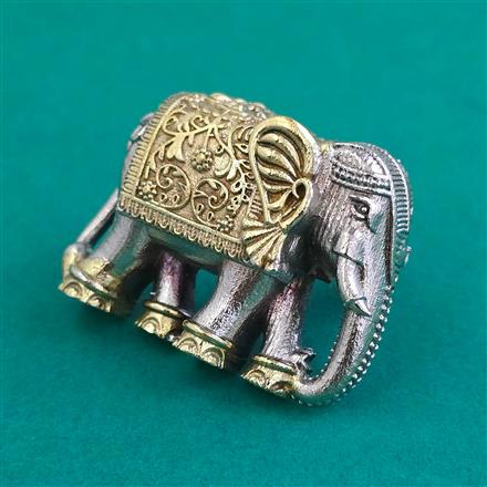 Oxidised Adjustable Ring With 2 Tone Plating