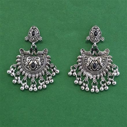 Oxidised Kashmiri Earring With Oxidised Plating