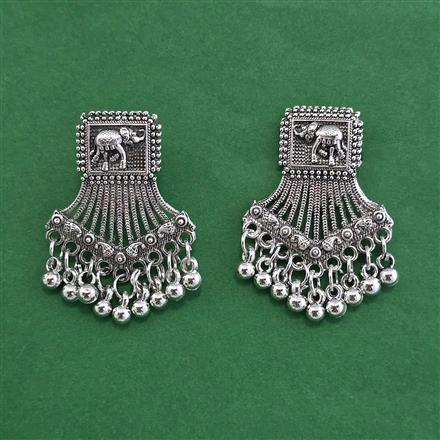 Oxidised Kashmiri Earring With Oxidised Plating