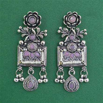 Oxidised Pearl Earring With Oxidised Plating