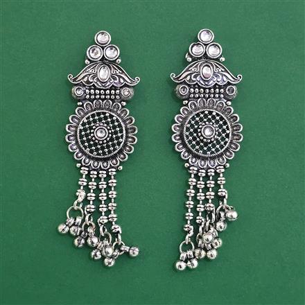 Oxidised Long Earring With Oxidised Plating