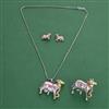 Oxidised Classic Pendant Set With 2 Tone Plating
