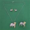 Oxidised Classic Pendant Set With 2 Tone Plating