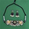 Oxidised Choker Necklace With 2 Tone Plating