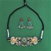 Oxidised Choker Necklace With 2 Tone Plating