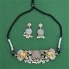 Oxidised Choker Necklace With 2 Tone Plating