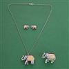 Oxidised Classic Pendant Set With 2 Tone Plating