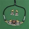 Oxidised Pearl Necklace With 2 Tone Plating