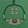 Oxidised Pearl Necklace With 2 Tone Plating