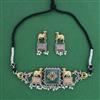 Oxidised Pearl Necklace With 2 Tone Plating