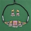 Oxidised Pearl Necklace With 2 Tone Plating