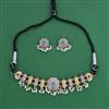 Oxidised Pearl Necklace With 2 Tone Plating