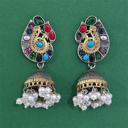 Oxidised Jhumki With 2 Tone Plating
