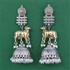 Oxidised Long Earring with 2 Tone Plating