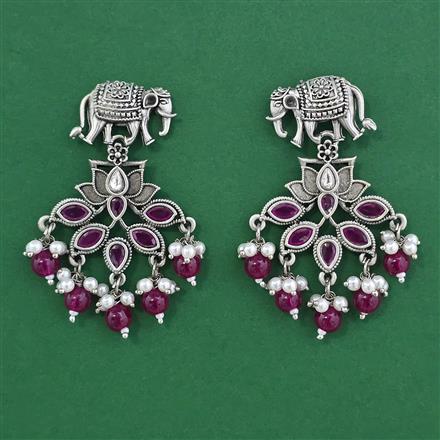Oxidised Pearl Earring with Oxidised Plating