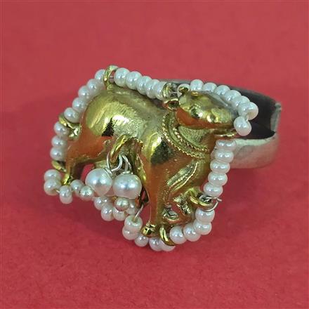 Oxidised Adjustable Ring With 2 Tone Plating