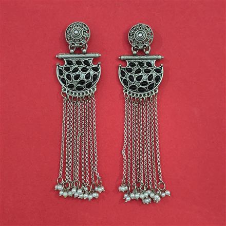 Oxidised Long Earring With Oxidised Plating