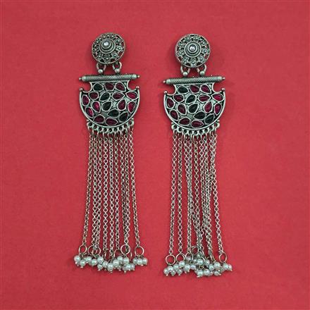 Oxidised Long Earring With Oxidised Plating