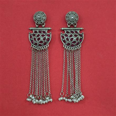 Oxidised Long Earring With Oxidised Plating