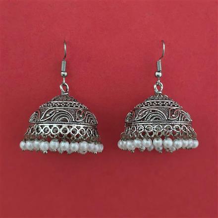 Oxidised Jhumki with Oxidised Plating