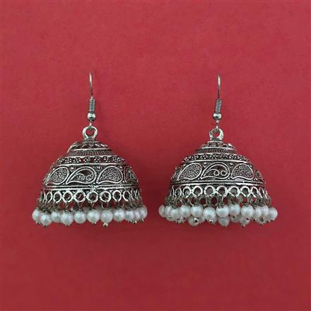 Oxidised Jhumki with Oxidised Plating