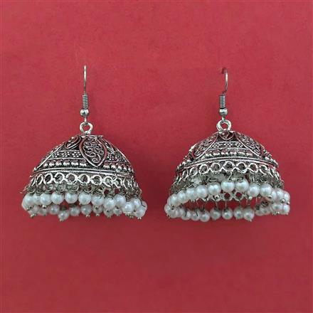 Oxidised Jhumki with Oxidised Plating