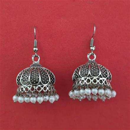 Oxidised Jhumki with Oxidised Plating