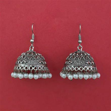 Oxidised Jhumki with Oxidised Plating