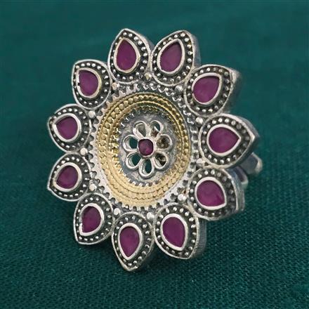 Oxidised Adjustable Ring with 2 Tone Plating