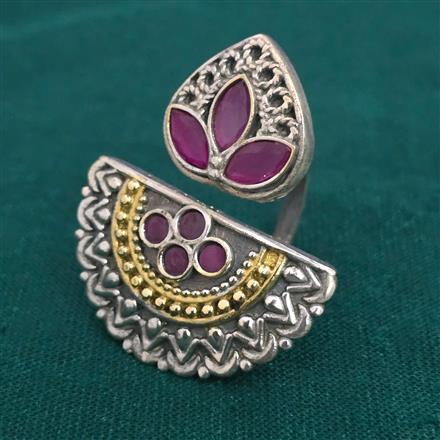 Oxidised Adjustable Ring with 2 Tone Plating
