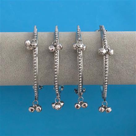 Oxidised 4 Pc Kashmiri Bangles with Rhodium Plating