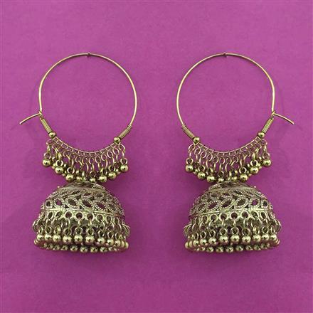 Oxidised Jhumki with Rhodium Plating Mehndi Plating