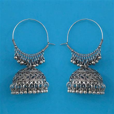 Oxidised Jhumki with Rhodium Plating Mehndi Plating