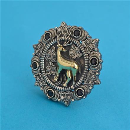 Oxidised Adjustable Ring with 2 Tone Plating