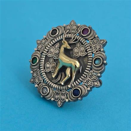 Oxidised Adjustable Ring with 2 Tone Plating