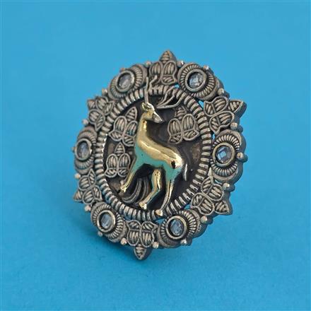 Oxidised Adjustable Ring with 2 Tone Plating